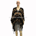 Moda mulheres tribal inverno senhoras jacquard poncho casacos